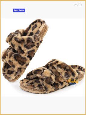 Open Toe Slippers with Cozy Lining, Faux Fur Cork Slide Sandals